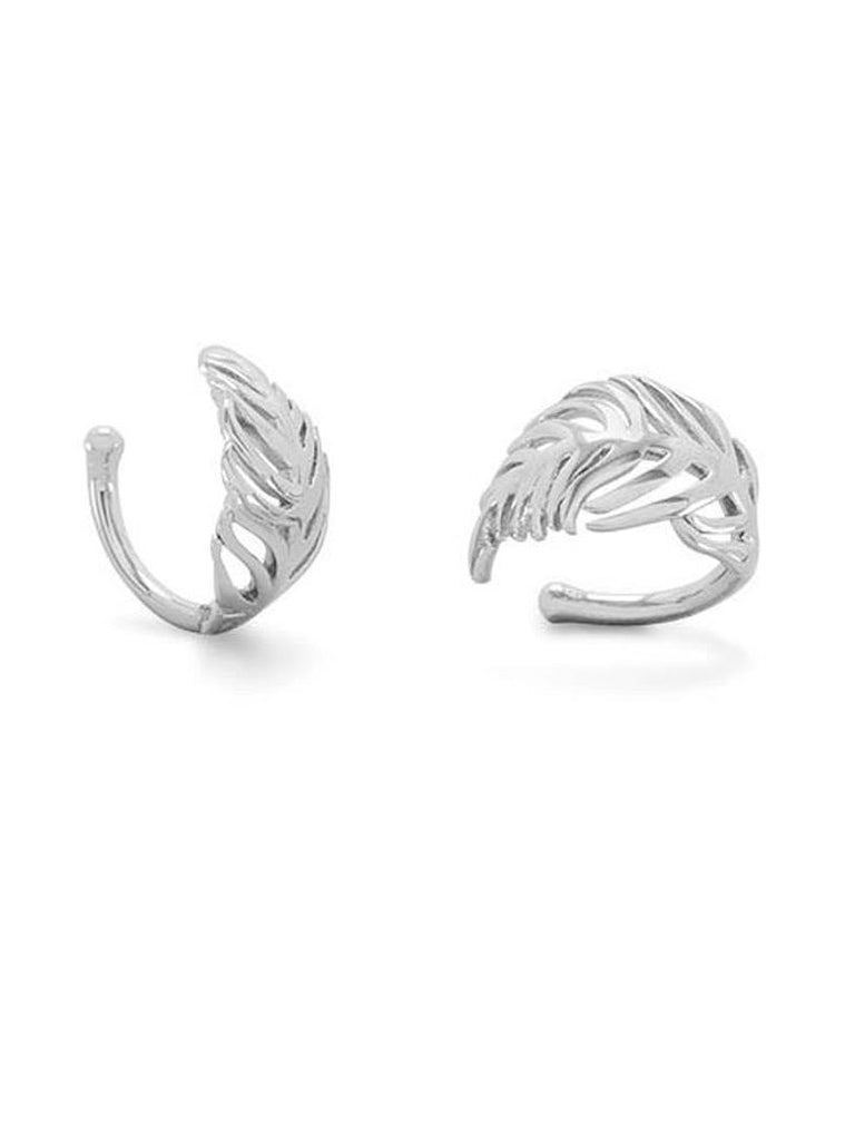 Ear Cuffs Feather Design Polished Sterling Silver