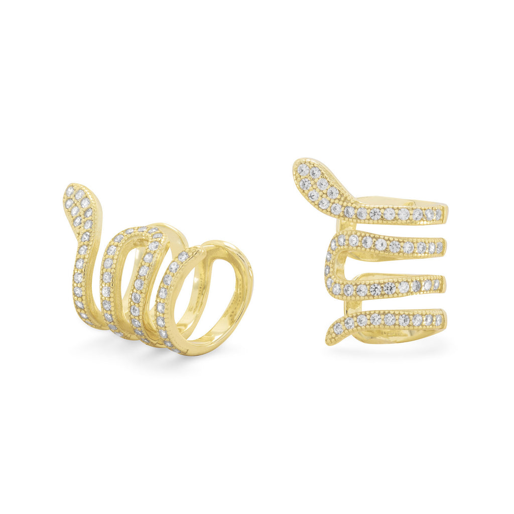 Snake Ear Cuffs with Cubic Zirconia Gold-plated