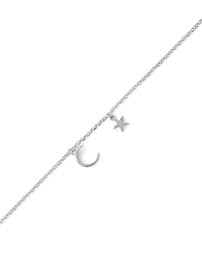 Star and Crescent Moon Anklet Cubic Zirconia Ankle Bracelet Adjustable Sterling