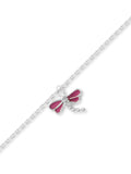 Sterling Silver Dragonfly Anklet Ankle Bracelet with Cubic Zirconia