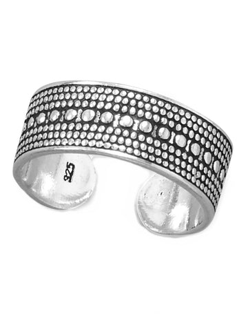 Toe Ring Layered Bead Design Antiqued Sterling Silver