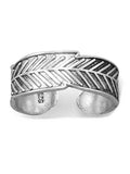 Antiqued Sterling Silver Toe Ring Feather Design 6mm Wide