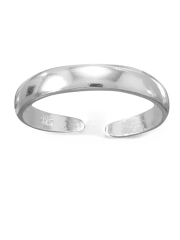 Sterling Silver Toe Ring Polished Plain 3mm Wide Band