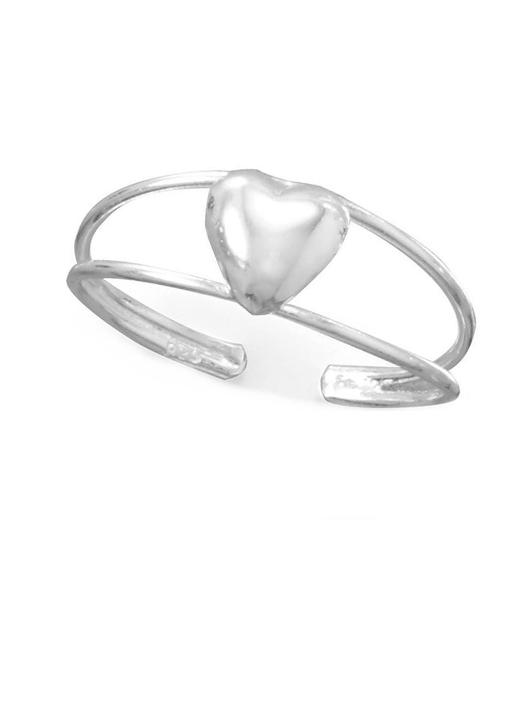 Toe Ring Polished Sweet Heart and Split Band Sterling Silver