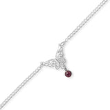 Butterfly Anklet Ankle Bracelet Purple Crystal Dangle Adjustable Sterling Silver