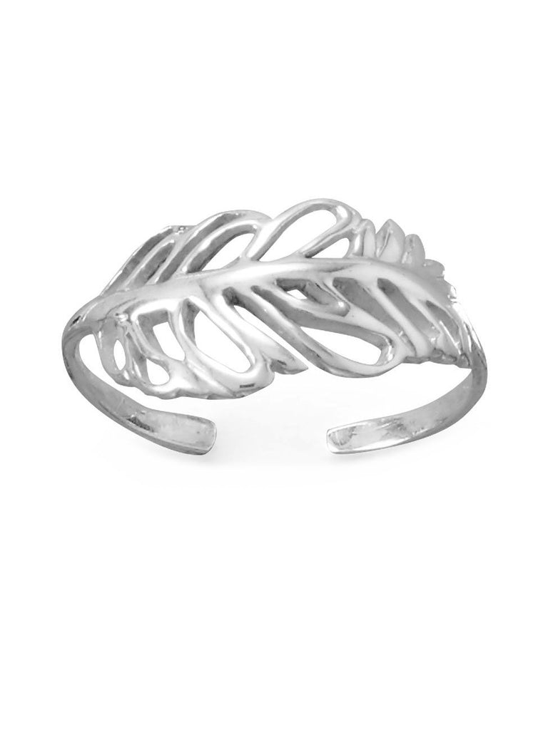 Feather Toe Ring Open Cut Out Design Sterling Silver