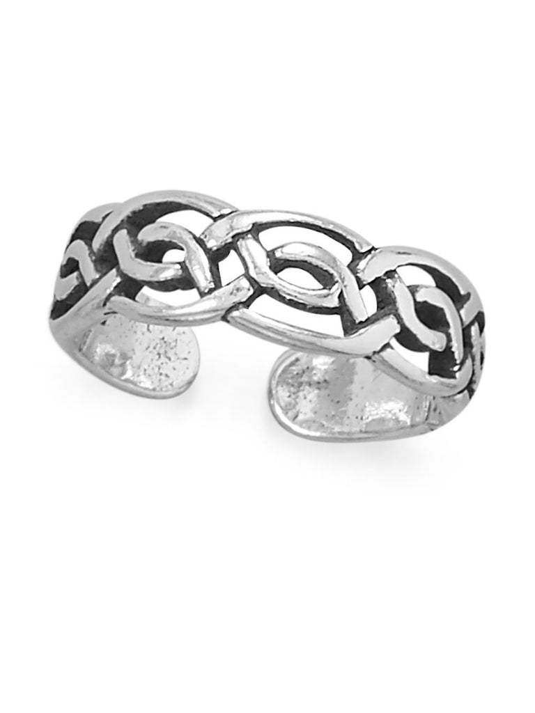 Toe Ring Polished and Antiqued Celtic Design Sterling Silver