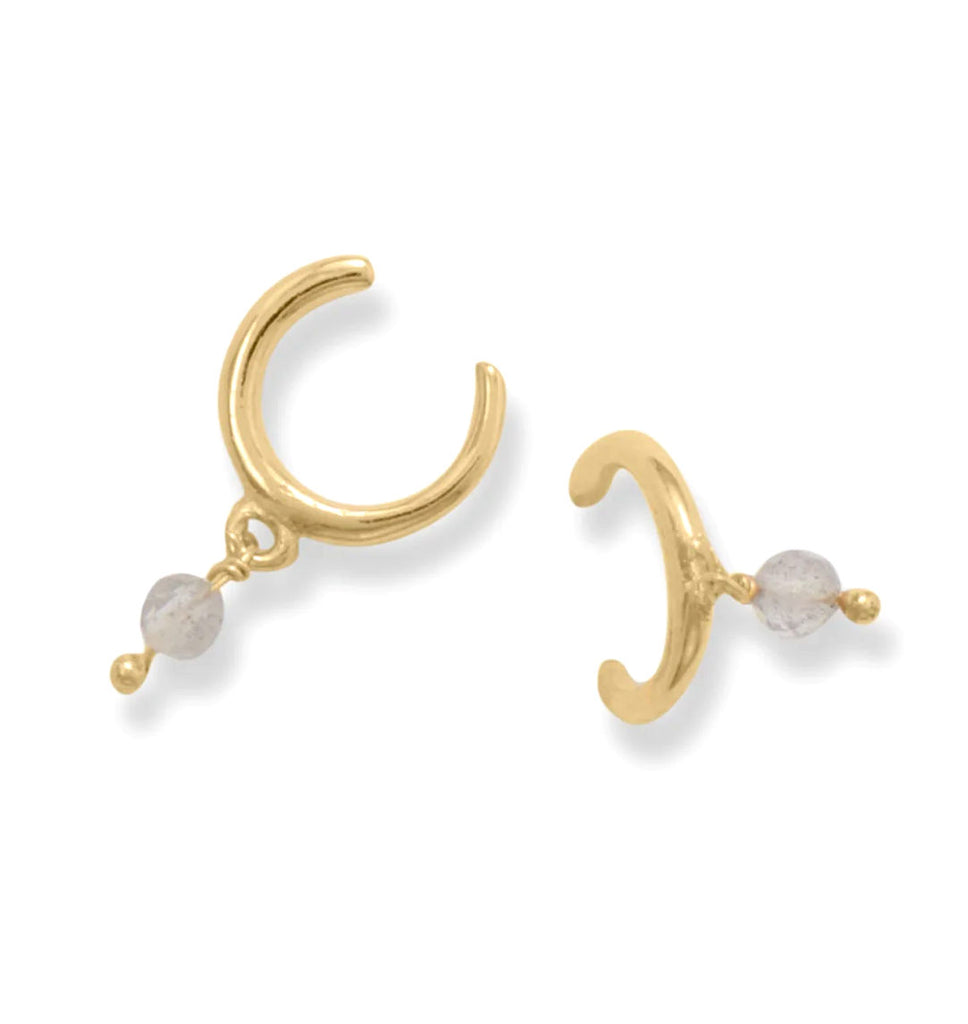 Ear Cuffs with Labradorite Charm 14k Gold-plated Silver