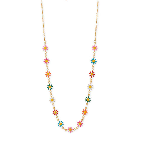 Multicolor Fashion Flower Necklace Adjustable Length
