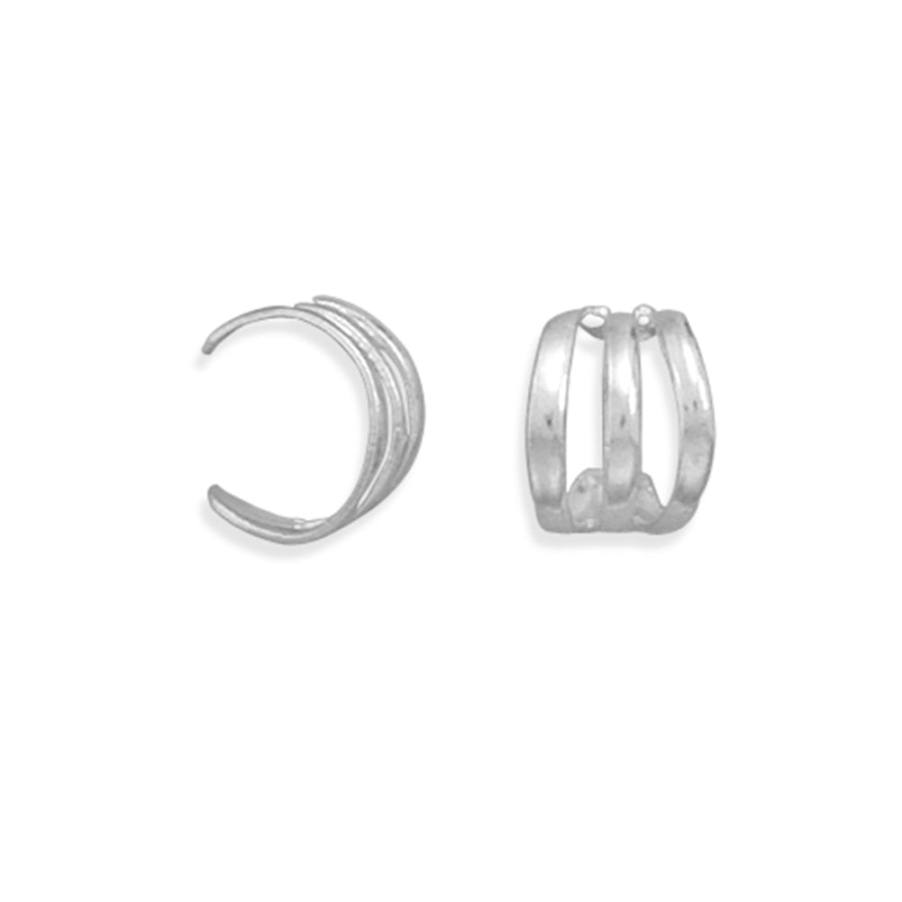 Ear Cuff Three Row Polished Sterling Silver