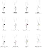 Cross Necklace with Birthstone Charm Sterling Silver