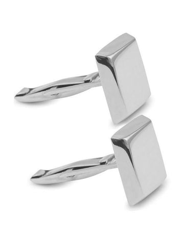 Mens Polished Square Cuff Links Engraveable Sterling Silver