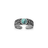 Toe Ring with Simulated Turquoise Southwestern Design Antique Finish Sterling Silver