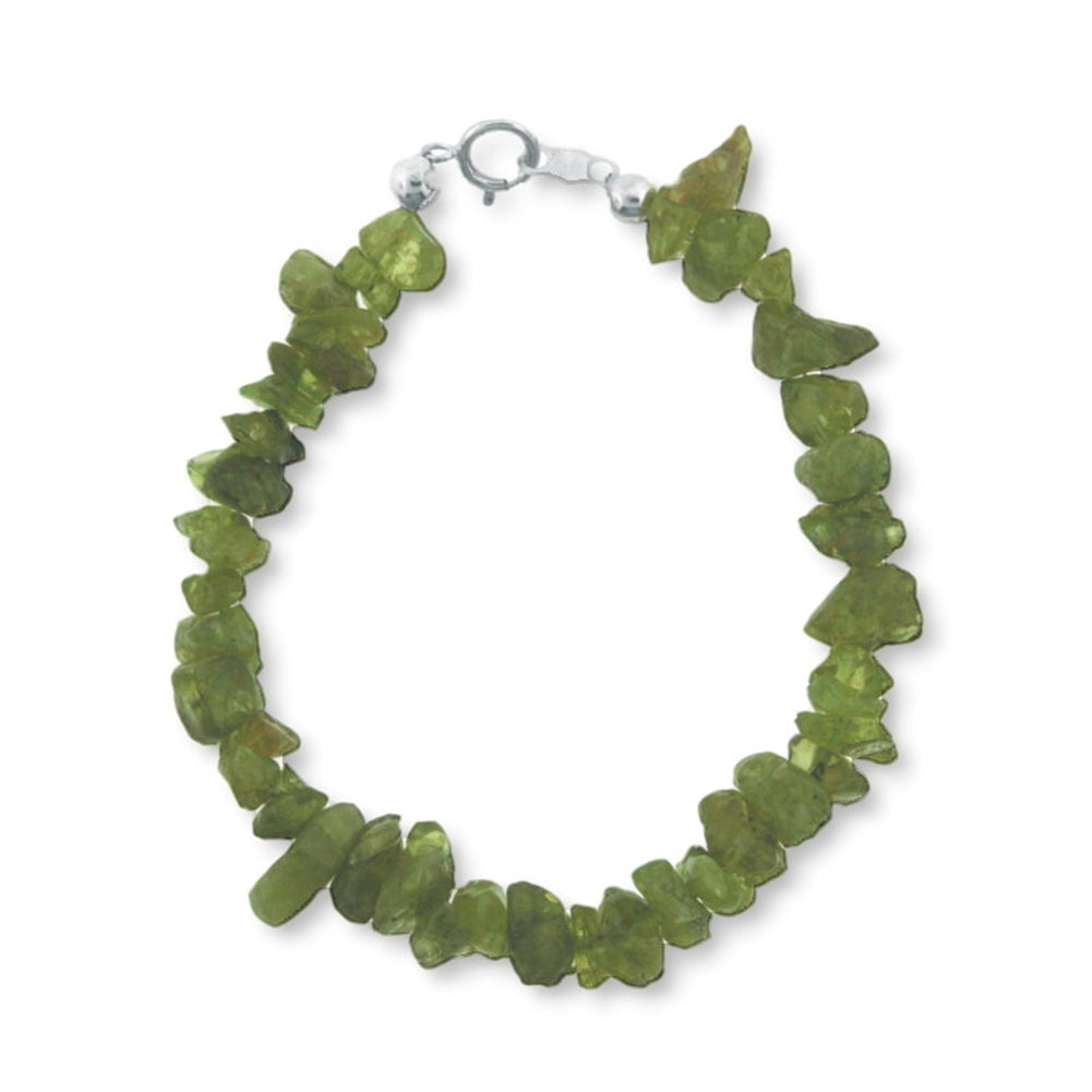 Genuine Peridot Gem Chip Bracelet Sterling Silver Handmade