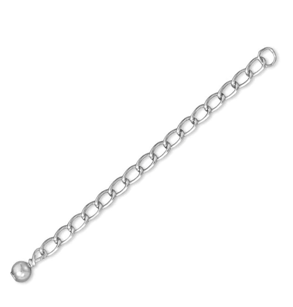 Extender Chain for Bracelets and Necklaces with Polished Bead Rhodium on Sterling Silver