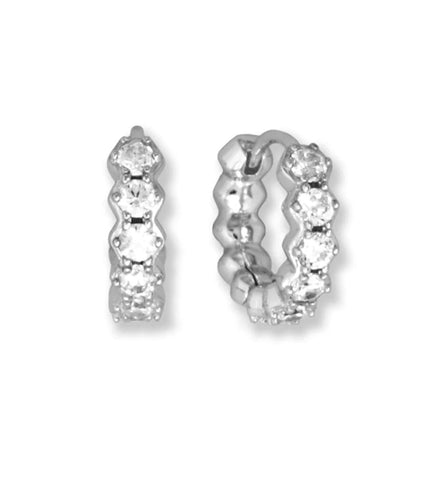 Hoop Earrings Hexagon Shape 10mm with Cubic Zirconia