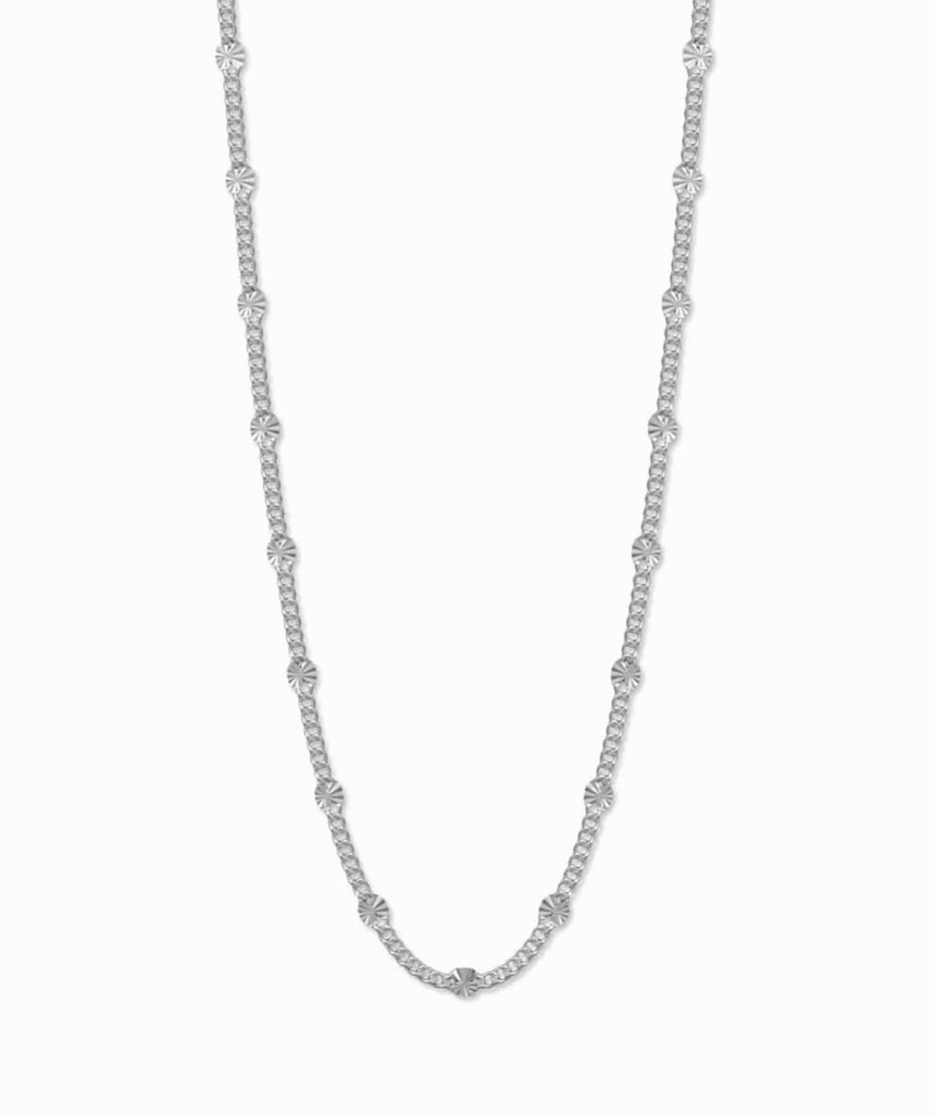 Curb Chain with Dapped Sun Links Station Style Sterling Silver