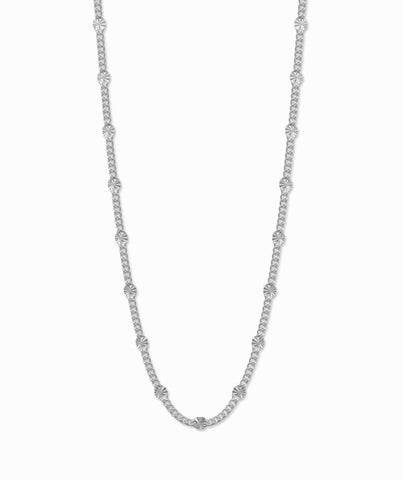 Curb Chain with Dapped Sun Links Station Style Sterling Silver