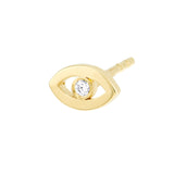 Evil Eye Stud Earrings 14k Yellow Gold with Diamond Accent