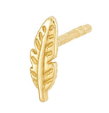 Small Feather Stud Earrings 14k Yellow Gold