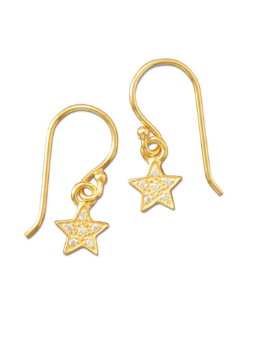 Sparkly Star Earrings with Cubic Zirconia Gold-plated Silver