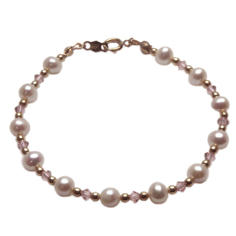 Grade A White Cultured Freshwater Pearl Bracelet 14k Gold-filled