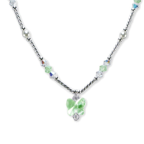 Green Butterfly Necklace Made with Swarovski(R) Crystals Sterling Silver