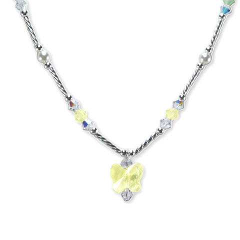Yellow Butterfly Necklace Sterling Silver Made with Swarovski(R) Crystals