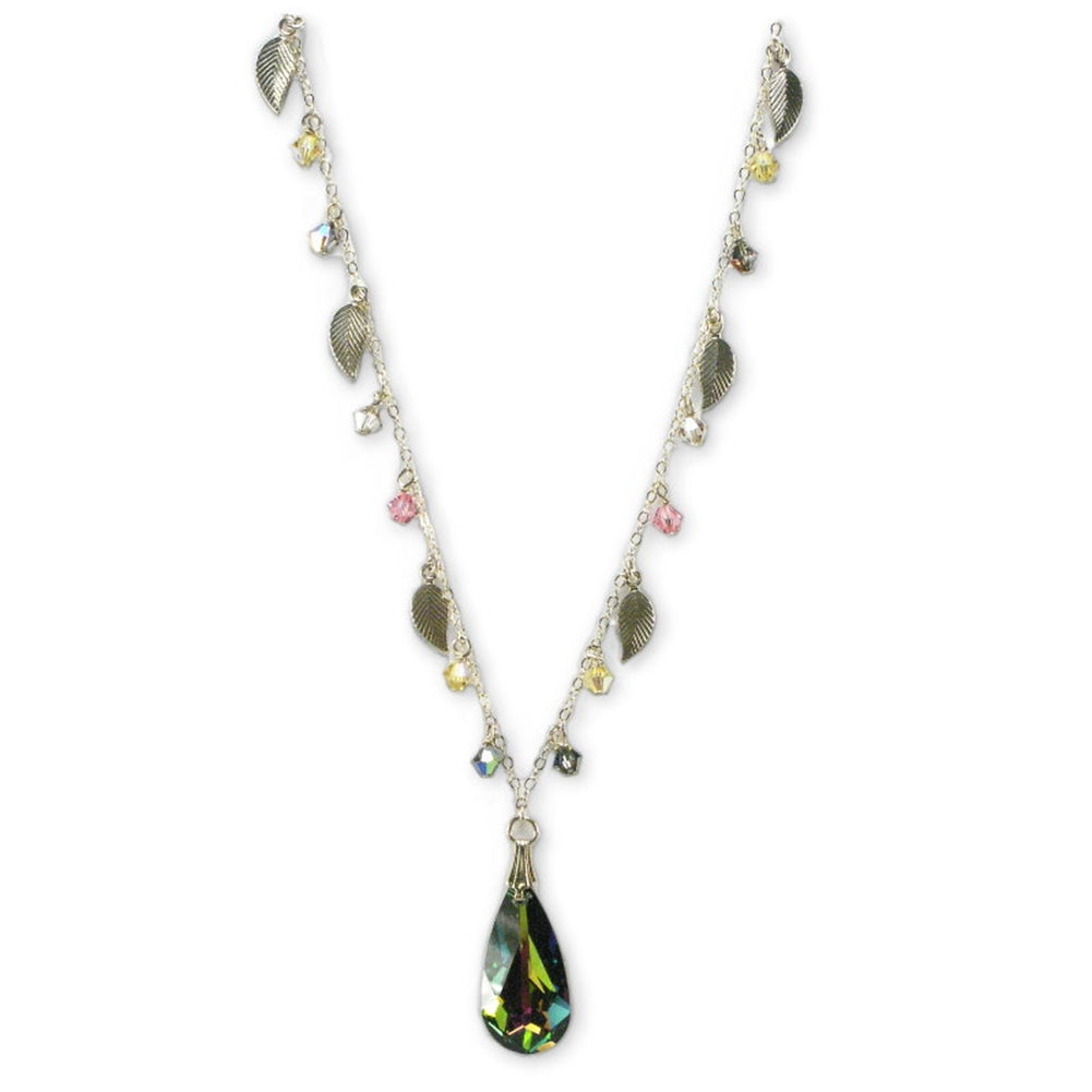 Swarovski(R) Crystal Passions Leaf Necklace Gold-filled with Teardrop Pendant
