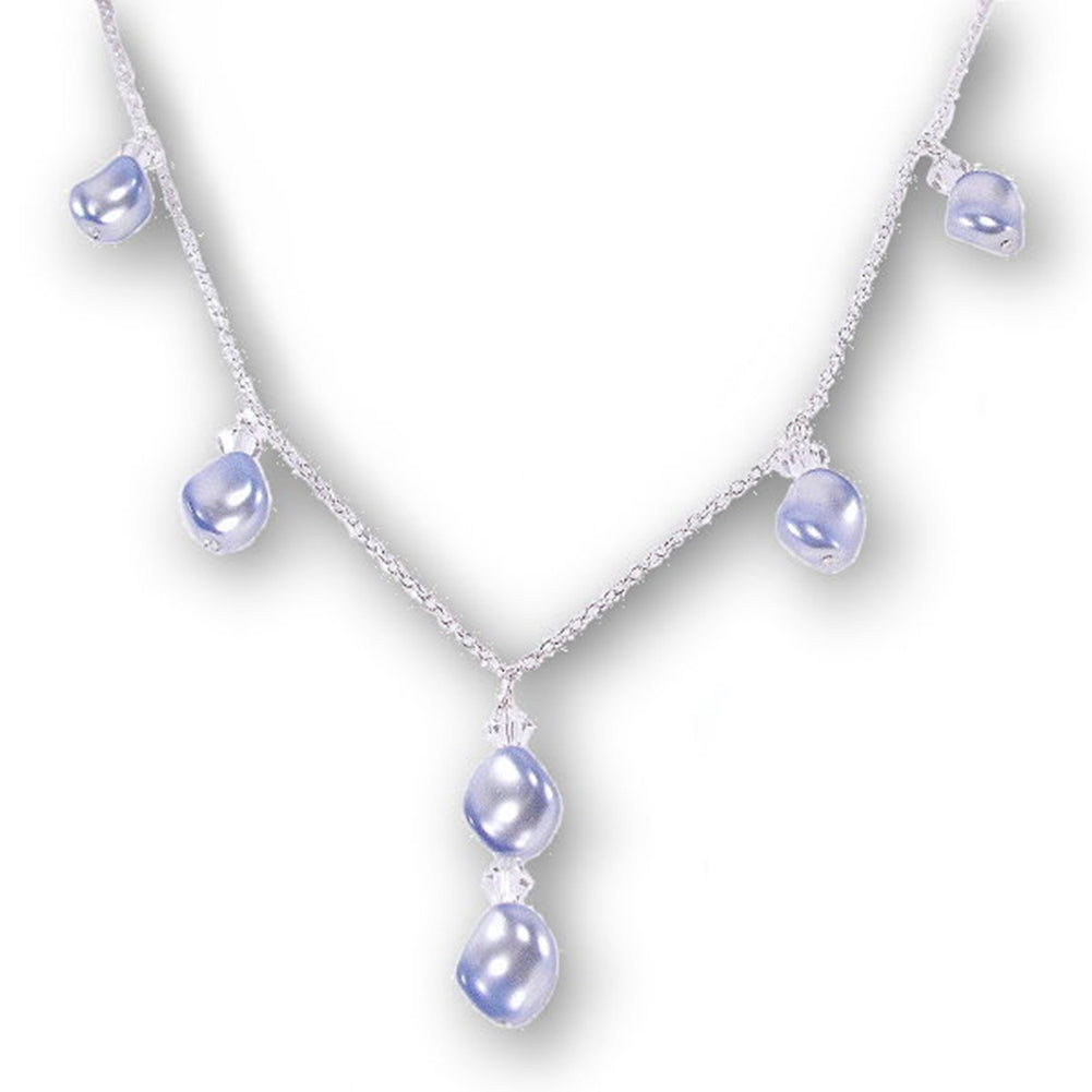 Blue Wave Imitation Pearl Necklace Sterling Silver Y Style