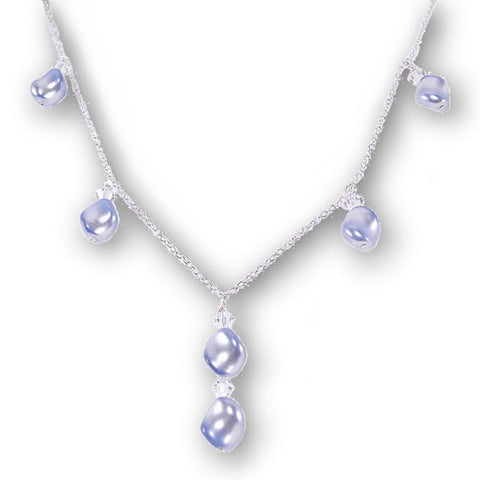 Blue Wave Imitation Pearl Necklace Sterling Silver Y Style