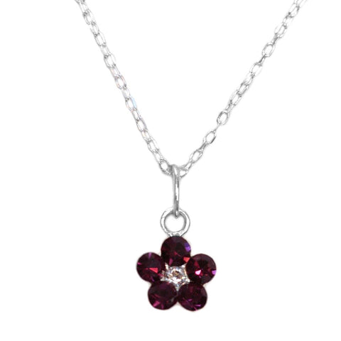 Flower Necklace Made with Swarovski(R) Crystals Set in Sterling Silver Amethyst-color