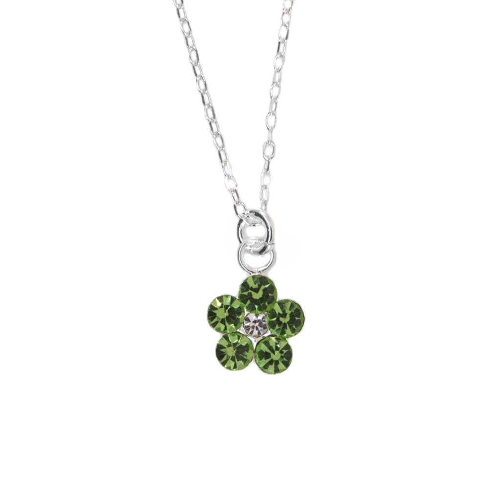 Flower Necklace with Swarovksi (R) Crystals Set in Sterling Silver Light Green