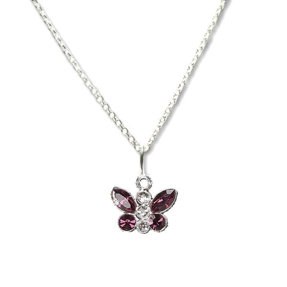 Amethyst-color Butterfly Necklace Made with Swarovski(R) Crystals Sterling Silver