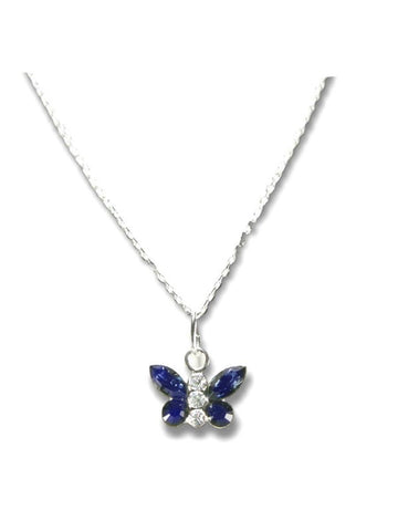 Butterfly Necklace with Swarovski(R) (TM) Crystals Montana Dark Blue in Sterling Silver