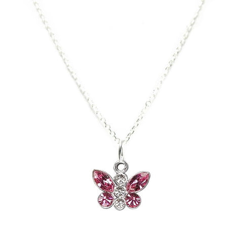 Pink Butterfly Necklace Made with Swarovski(R) Crystal Sterling Silver