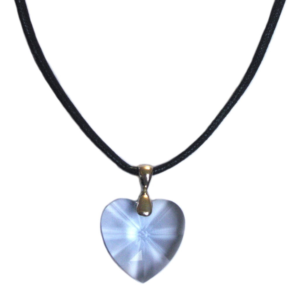 AzureBella Jewelry Heart Necklace on Cord Made with Swarovski(R) Crystal Passions Light Blue Heart