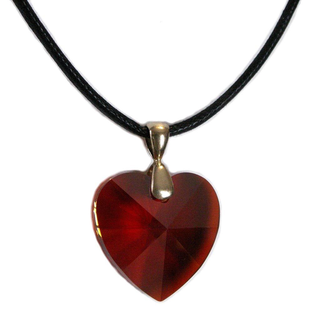 AzureBella Jewelry Swarovski(R) Crystal Heart Necklace on Cord with Hot Red Magma 28mm Heart
