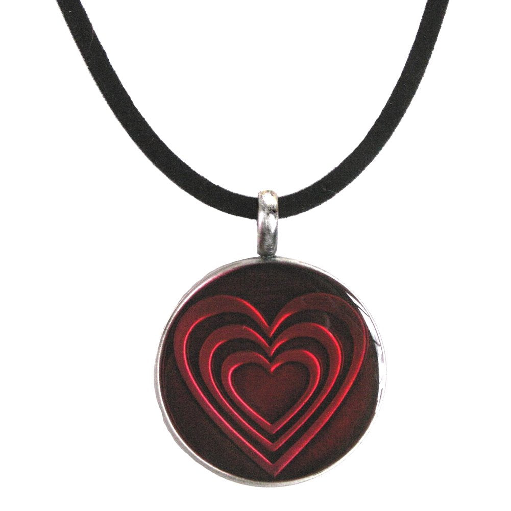 Red Heart Pendant on Black Leather Cord