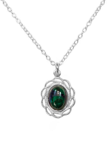 Azureite Malachite Filigree Necklace Sterling Silver