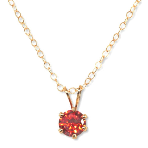 Orange Cubic Zirconia Solitaire Necklace 14k Gold-filled 20-inch Length