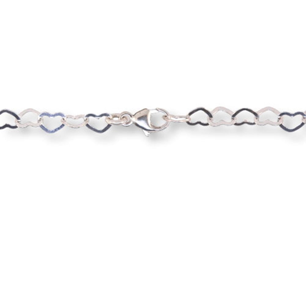 Heart Link Chain Necklace Sterling Silver