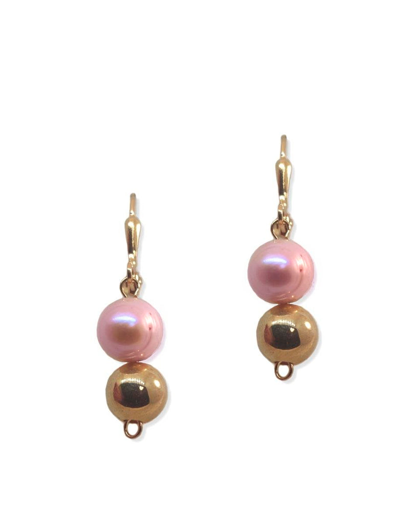 Pink Cultured Freshwater 9mm Pearl Earrings Gold-plated