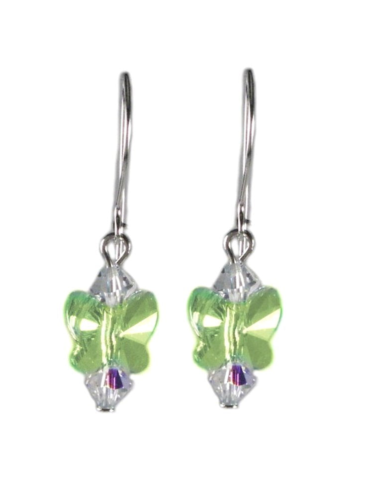 Green Butterfly Earrings Made with Swarovski(R) Crystal Sterling Silver