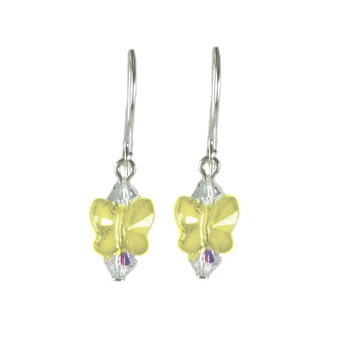 Jonquil Yellow Butterfly Earrings Made with Swarovski(R) Crystal Sterling Silver