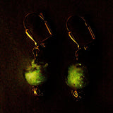 Glow in the Dark Earrings Aqua Handmade Lampwork Glass Dangles