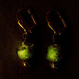 Glow in the Dark Earrings Yellow Handmade Lampwork Glass Dangles