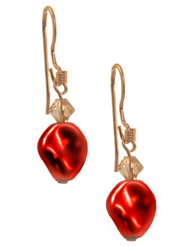 Curved Bordeaux Red Earrings Made with Swarovski Crystals 14k Gold-filled