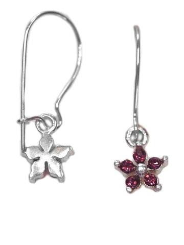 Small Flower Earrings Made with Swarovski(R) Crystal Purple Sterling Silver