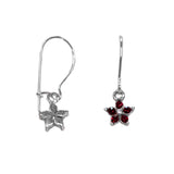 Flower Earrings with Swarovski(R) Crystal Siam Red Sterling Silver